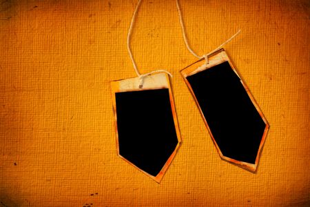 Close up of handmade paper tag for backgroundの写真素材