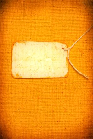 Close up of handmade paper tag for backgroundの写真素材