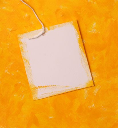 Close up of handmade paper tag for backgroundの写真素材