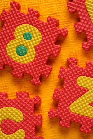 Close up of alphabet and Number Blocksの写真素材