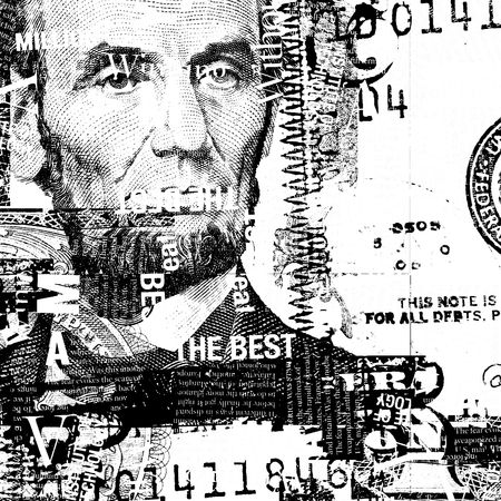 US dollar with news paper textの写真素材