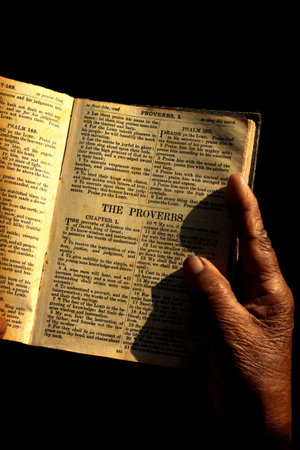  Close up of old Holy bible bookの写真素材