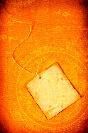 Close up of handmade paper tag for backgroundの写真素材