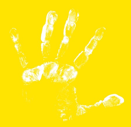 Printout of human hand with unique detailの写真素材