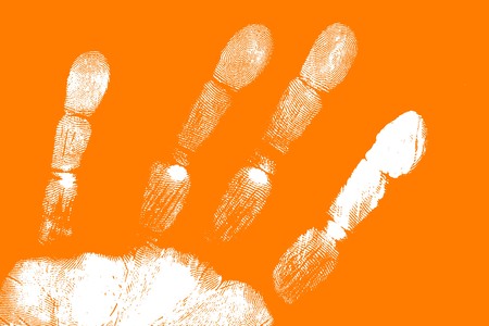 Printout of human hand with unique detailの写真素材