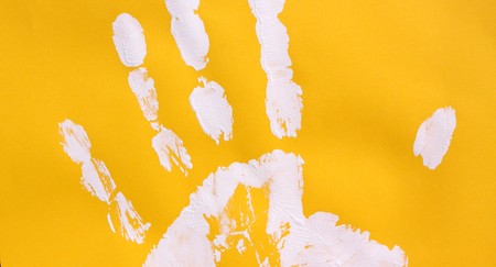 Printout of human hand with unique detailの写真素材