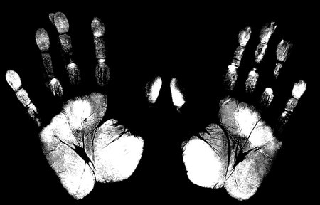 Printout of human hand with unique detailの写真素材