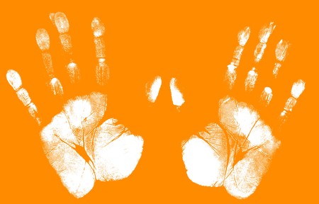 Printout of human hand with unique detailの写真素材