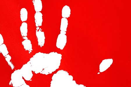 Printout of human hand with unique detailの写真素材