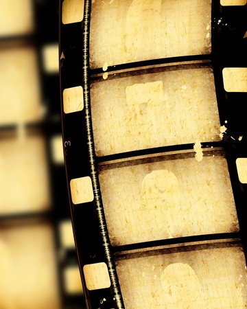 Close up of vintage movie film stripsの写真素材