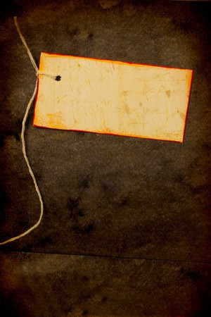 Close up of handmade paper tag for backgroundの写真素材