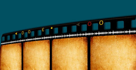 Close up of vintage movie film stripsの写真素材