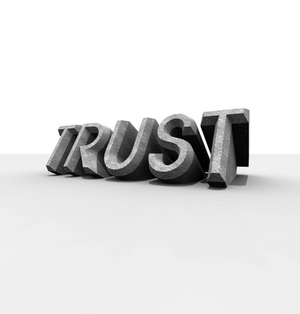 3D rendered TRUST text,3D art の写真素材