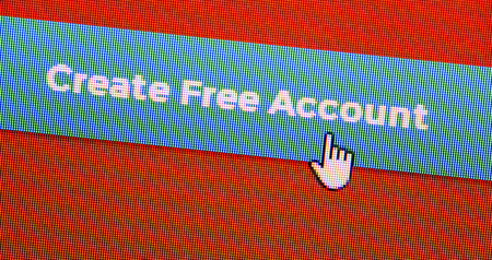 Close up of web Icon on LED screenの写真素材