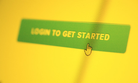 Close up of web Icon on LED screenの写真素材