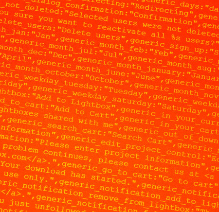 Close up of HTML codes on LED screen