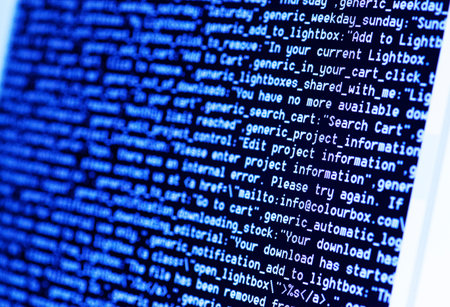 Close up of HTML codes on LED screen
