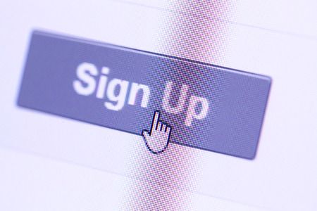 Close up of web Icon on LED screenの写真素材