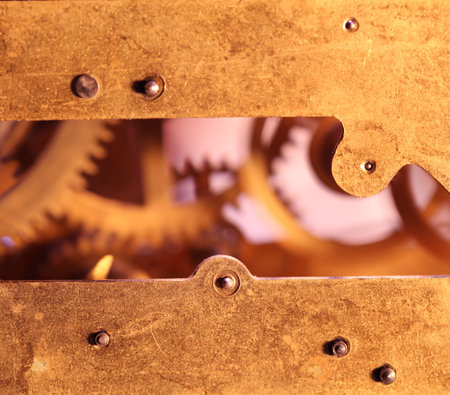 Close up of a internal clock mechanism