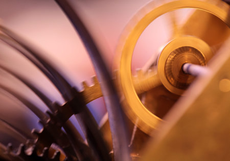 Close up of a internal clock mechanism