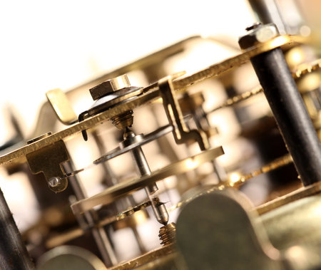 Close up of a internal clock mechanism