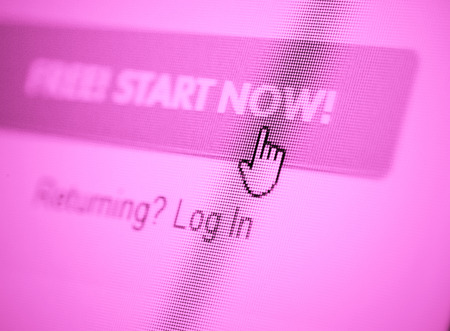 Close up of web Icon on LED screenの写真素材