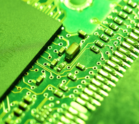Close up of an electronic circuit boardの写真素材