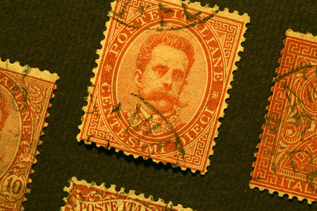 Close up of Old Postal Stamp Albumのeditorial素材
