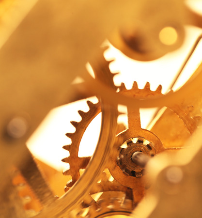 Close up of a internal clock mechanismの写真素材