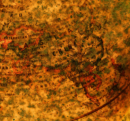 Close up of old vintage globeの写真素材