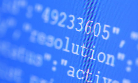 Close up of HTML codes on LED screen