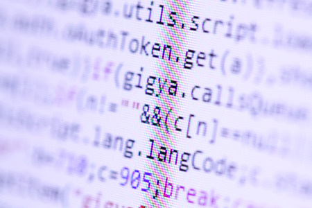 Close up of HTML codes on LED screenの写真素材