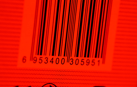 Close up of Bar code label on paperのeditorial素材