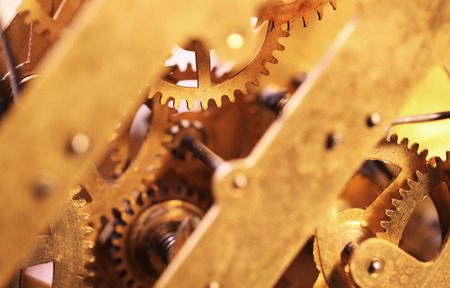 Close up of a internal clock mechanismの写真素材