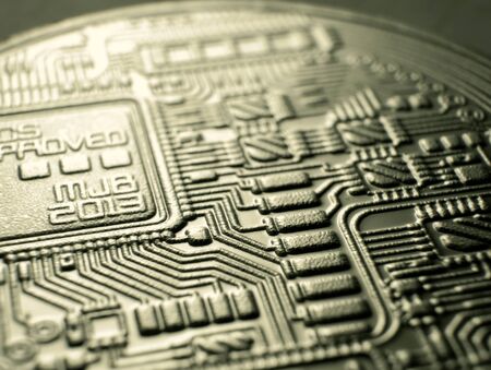 Macro Close up of a bit coinの写真素材