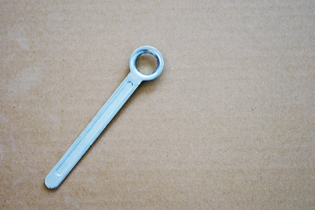Wrench on the brown cardboard.の写真素材