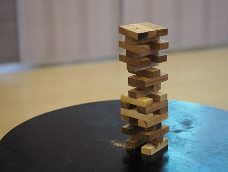 Wooded blocks tower stack game.の写真素材