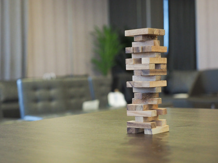 Wooded blocks tower stack game.の写真素材