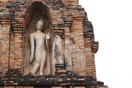 The walking buddha at Sukothai Historical Park, Sukothai, Thailandの写真素材