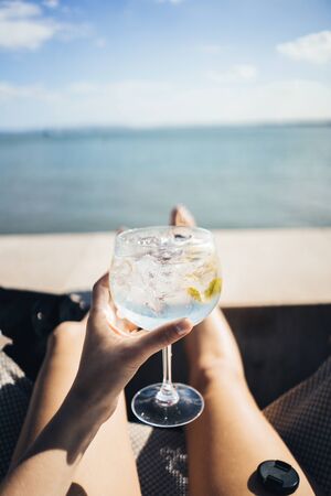 Gin and tonic in Lisbon, Portugalの写真素材