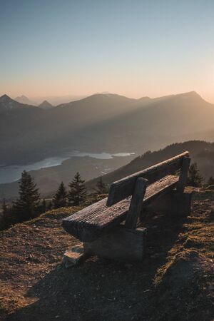 Sunset over the Swiss mountains, Hochstuckli Switzerlandの写真素材