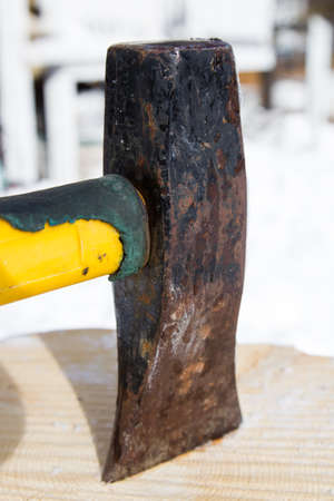 Close up of a splitting axeの写真素材