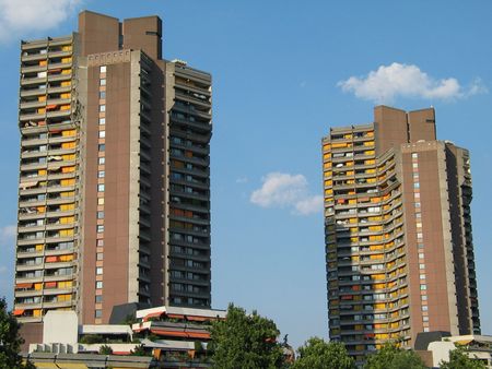 Hochhäuser am Neckar in Mannheimの写真素材