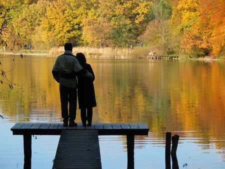 peaceful at the lake shoreの写真素材