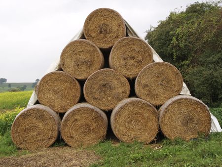 hay stackの写真素材