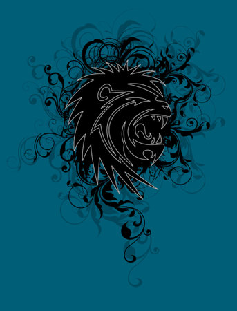 Black floral lionのイラスト素材