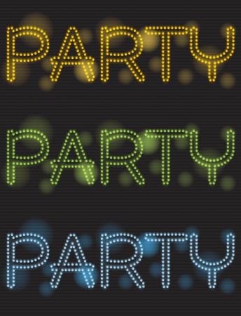 Neon party shiny text design, illustration の写真素材