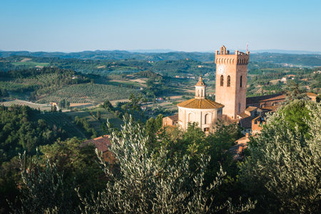 Panoramic view of the ancient castle in the ancient Tuscan village of San Miniatoのeditorial素材