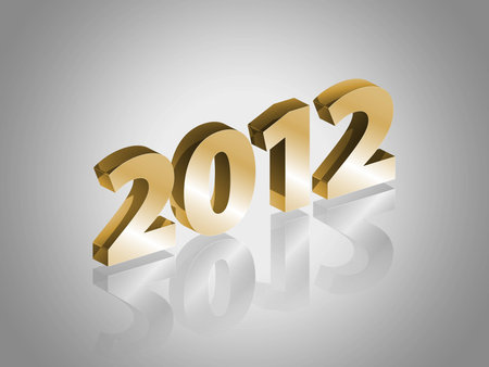 Golden digits 2012 on silver - happy new year background