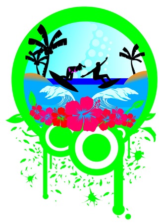 Placard be painted about surfingのイラスト素材